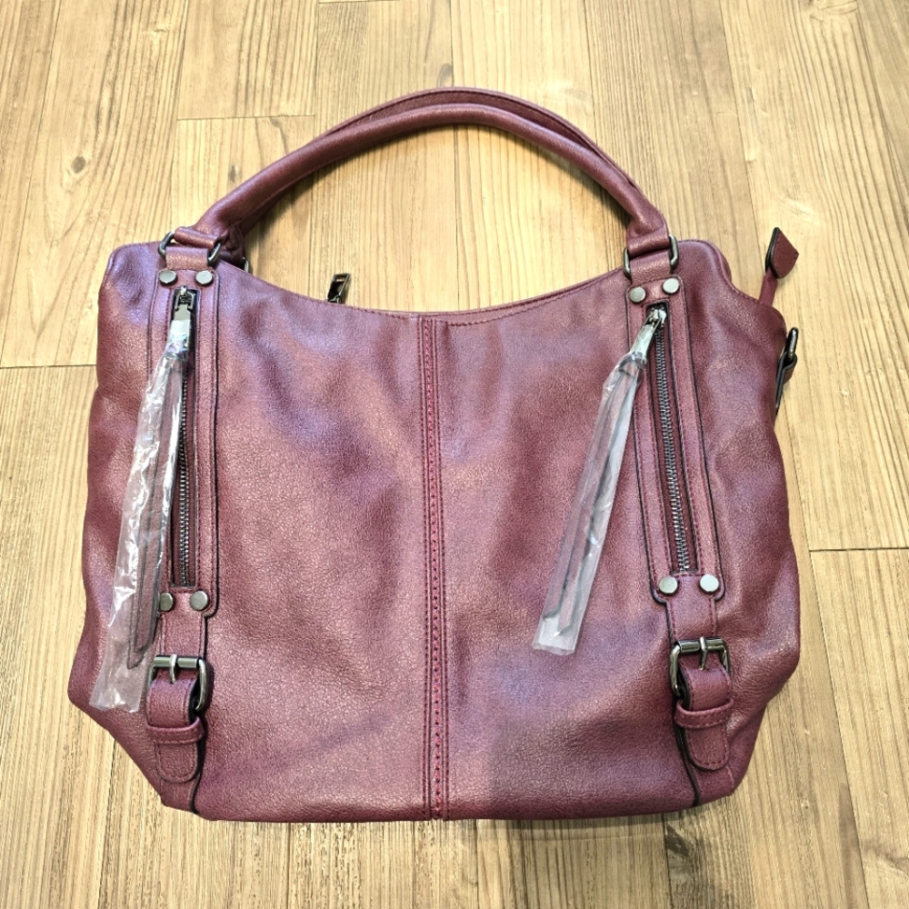 Realer Hobo Burgundy Handbag With Shoulder Strap And Mini Bag NWT